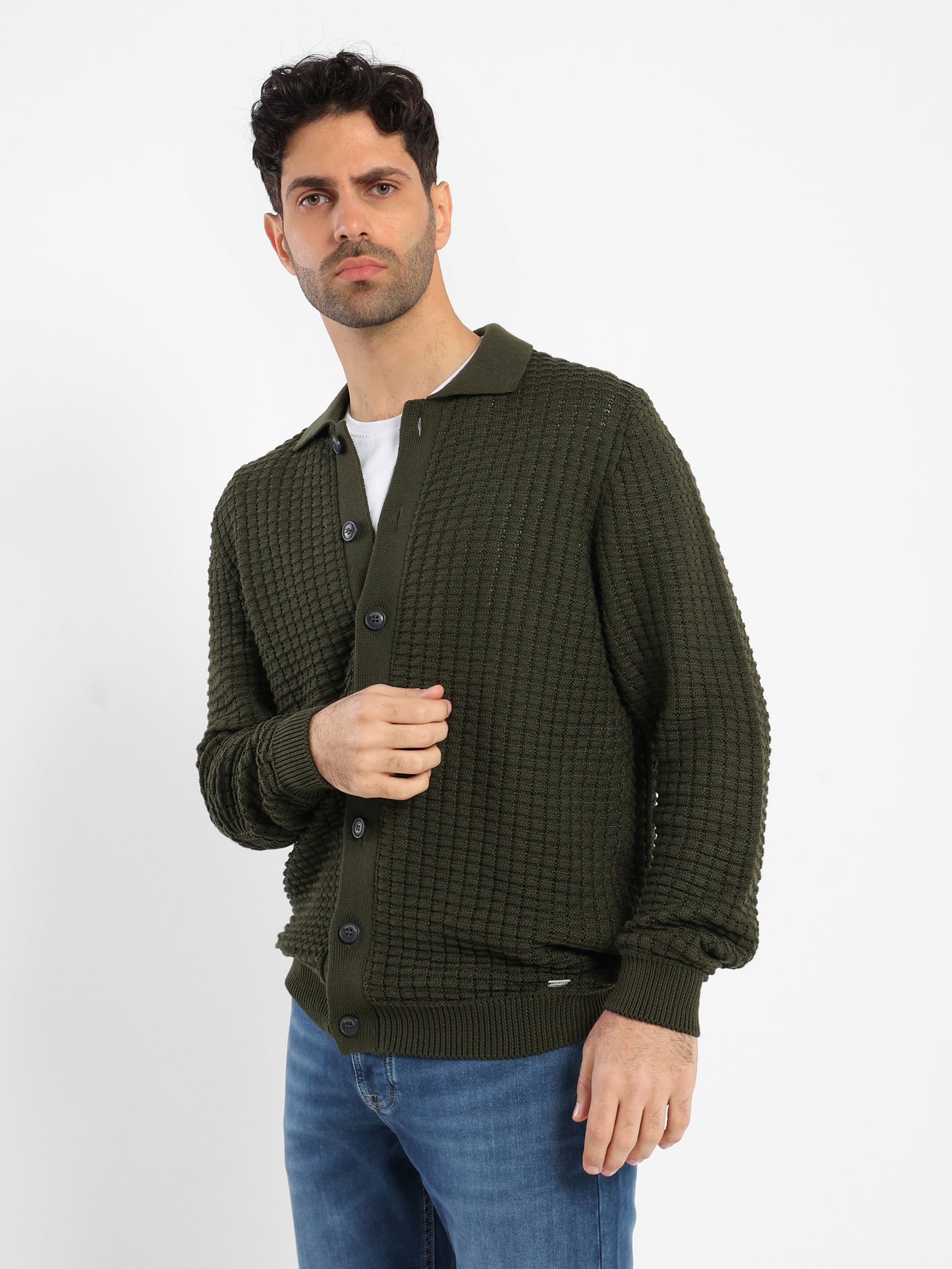 Structured Cardigan with Collar and Buttons