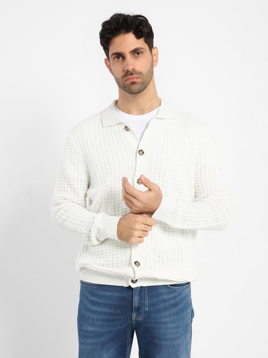 Structured Cardigan with Collar and Buttons