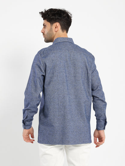 Long-Sleeve Flannel Twill Overshirt