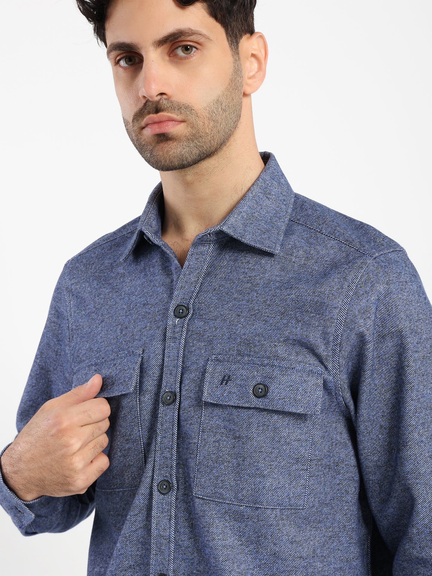 Long-Sleeve Flannel Twill Overshirt