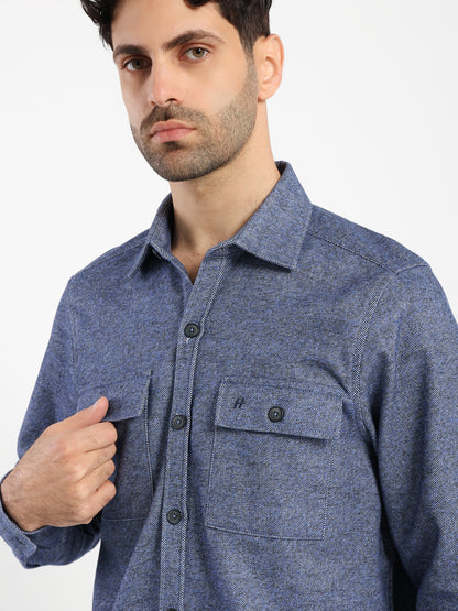 Long-Sleeve Flannel Twill Overshirt