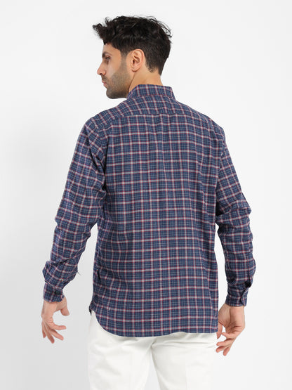 Kent Collar Checked Cotton Long-Sleeve Shirt