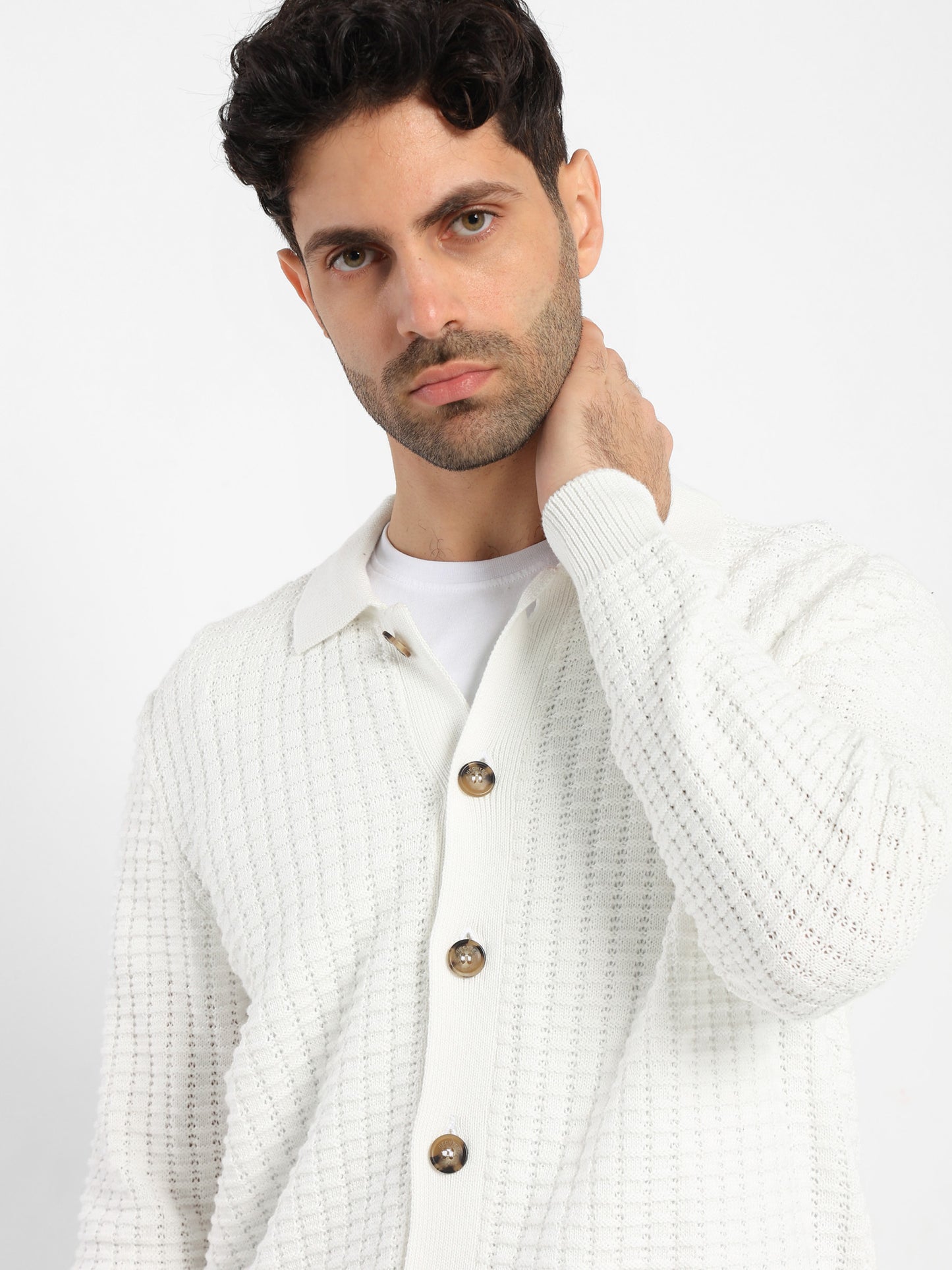 Structured Cardigan with Collar and Buttons