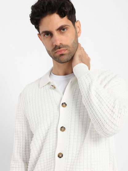 Structured Cardigan with Collar and Buttons