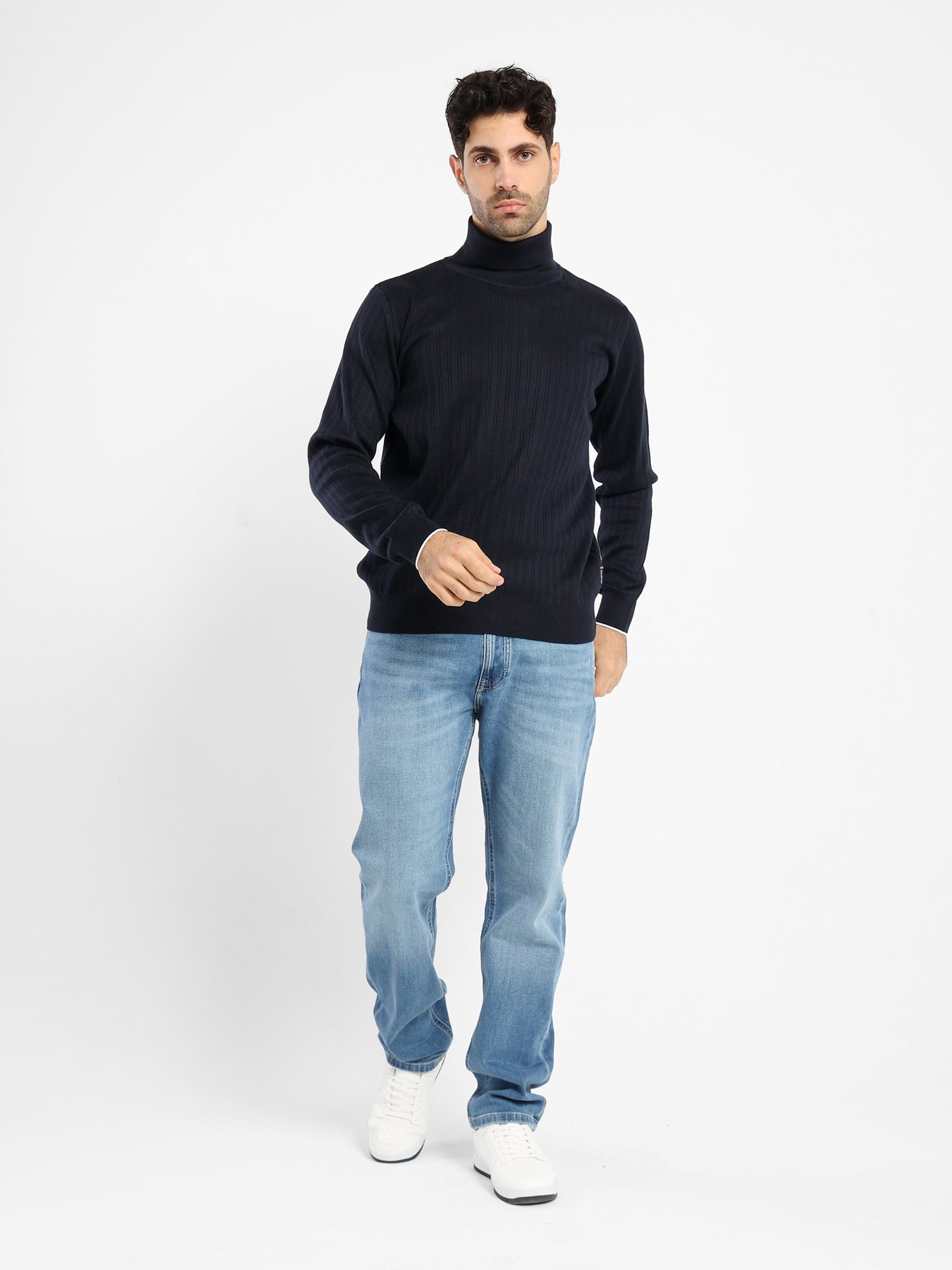High-Neck Structured Pullover