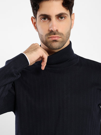 High-Neck Structured Pullover