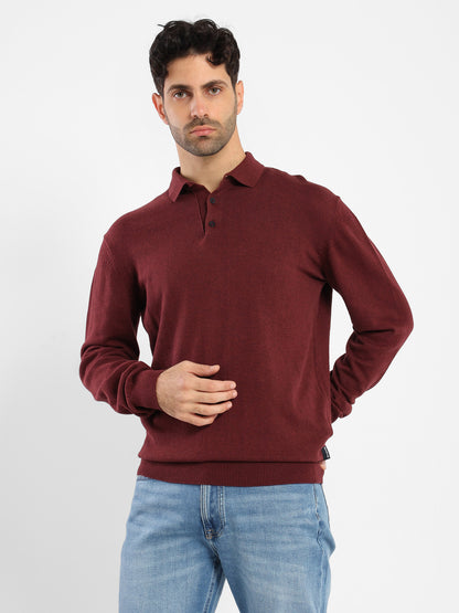 Long-Sleeve Polo Sweater