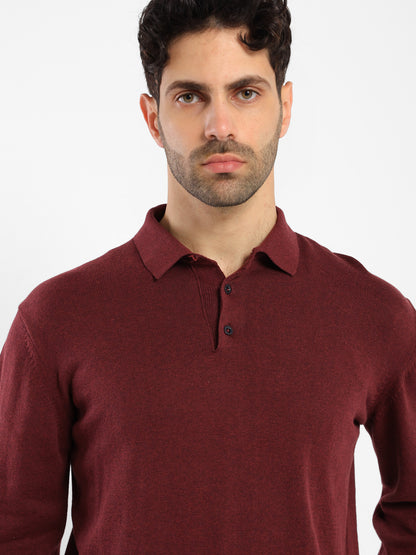 Long-Sleeve Polo Sweater