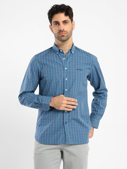Button-Down Checked Cotton Long-Sleeve Shirt