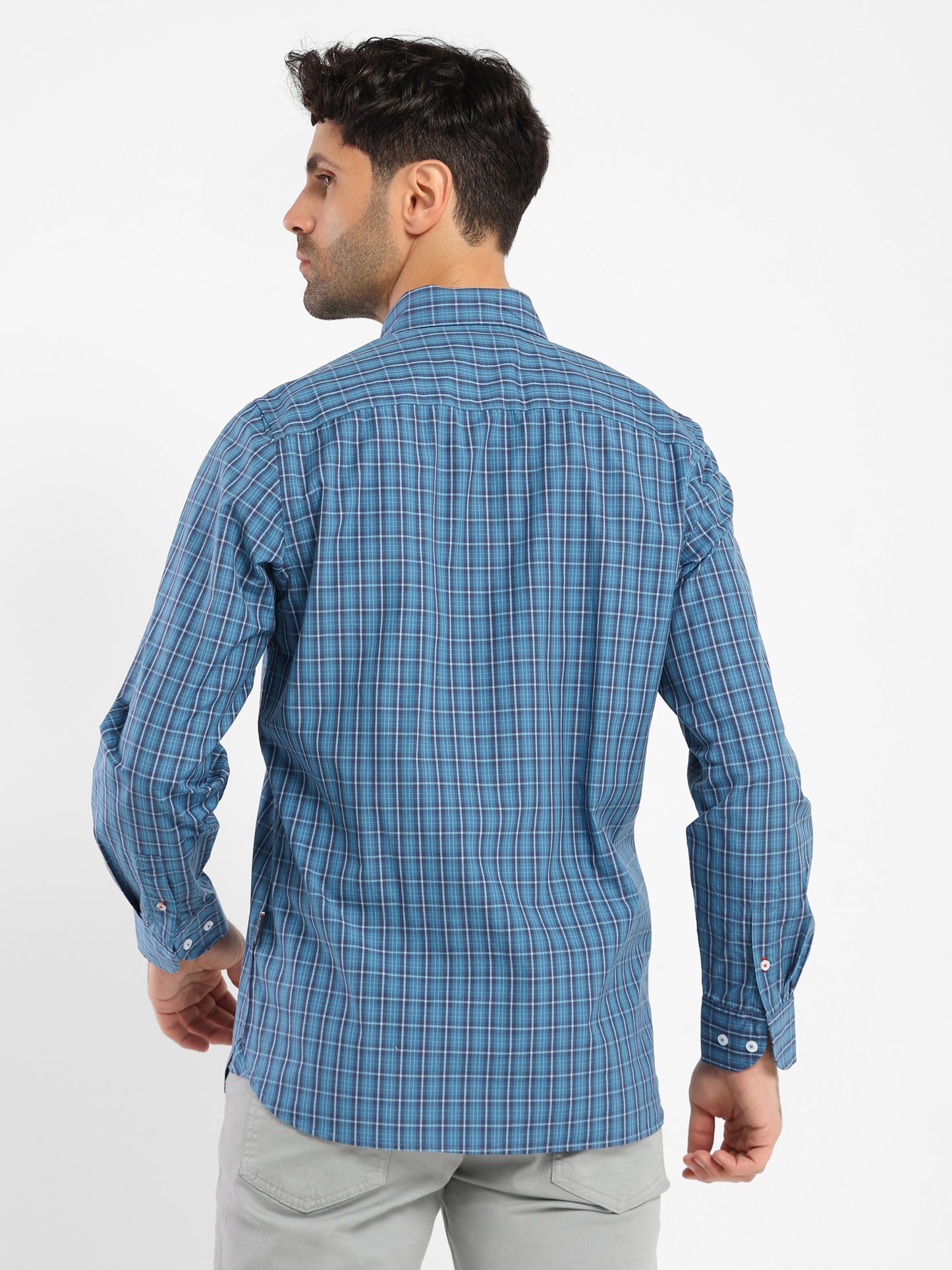Button-Down Checked Cotton Long-Sleeve Shirt