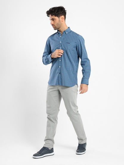 Button-Down Checked Cotton Long-Sleeve Shirt