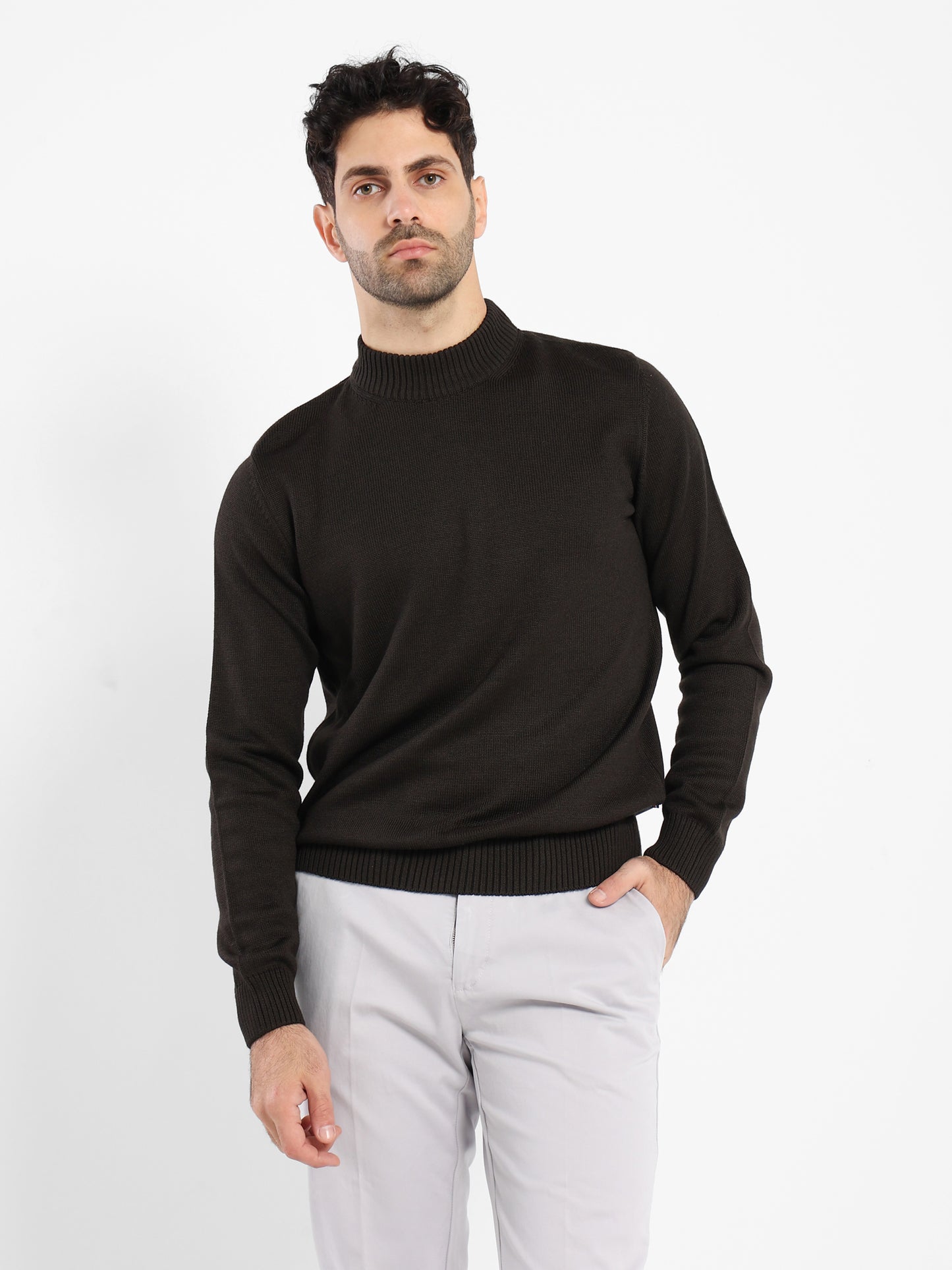 Mock Neck Plain Pullover