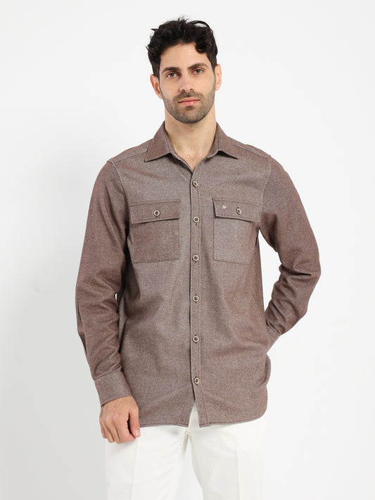 Long-Sleeve Flannel Twill Overshirt