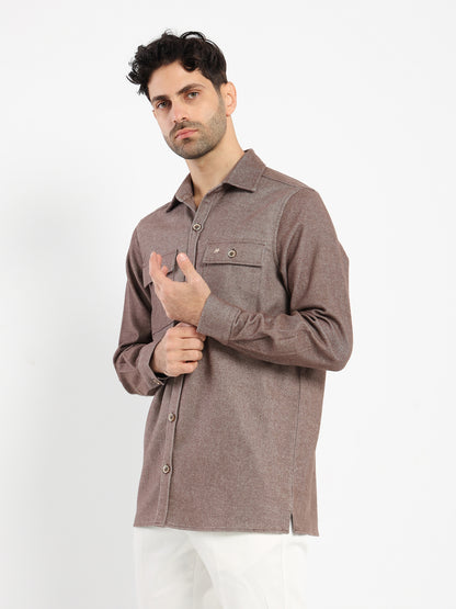 Long-Sleeve Flannel Twill Overshirt