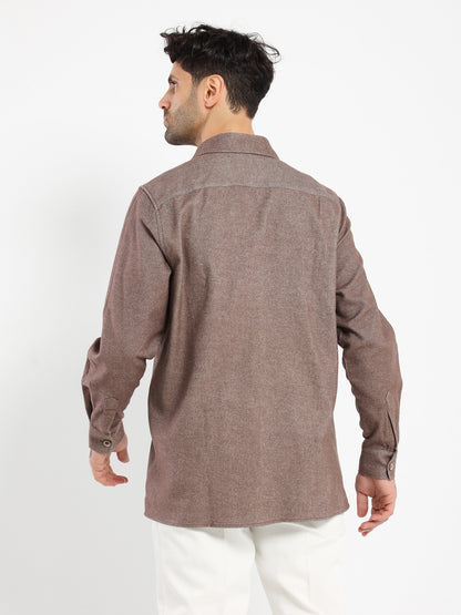Long-Sleeve Flannel Twill Overshirt