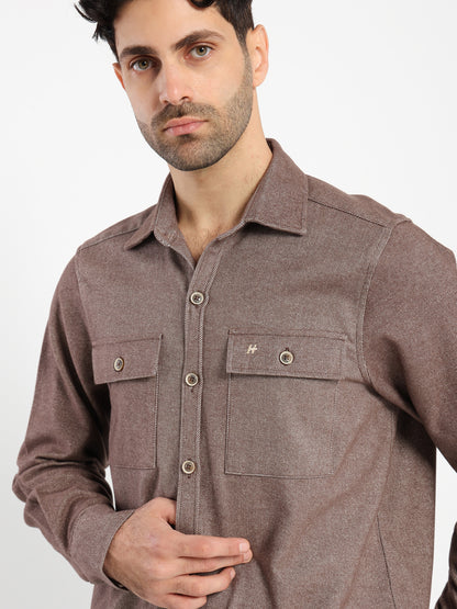 Long-Sleeve Flannel Twill Overshirt