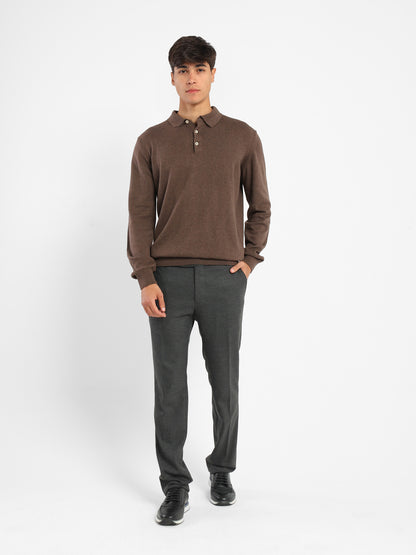 Long-Sleeve Polo Sweater