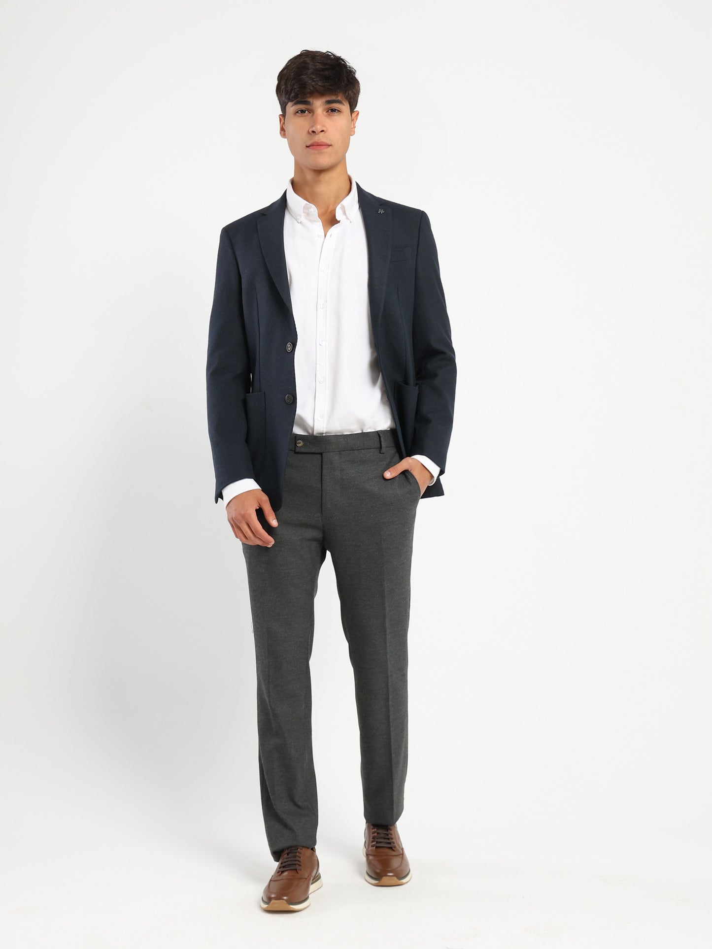 Plain Double-Breasted Blazer