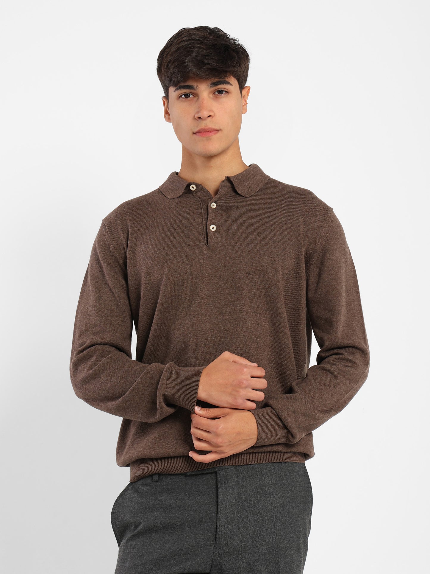 Long-Sleeve Polo Sweater