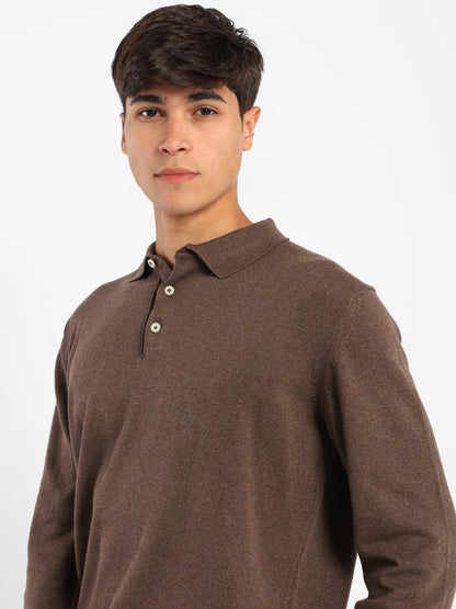 Long-Sleeve Polo Sweater