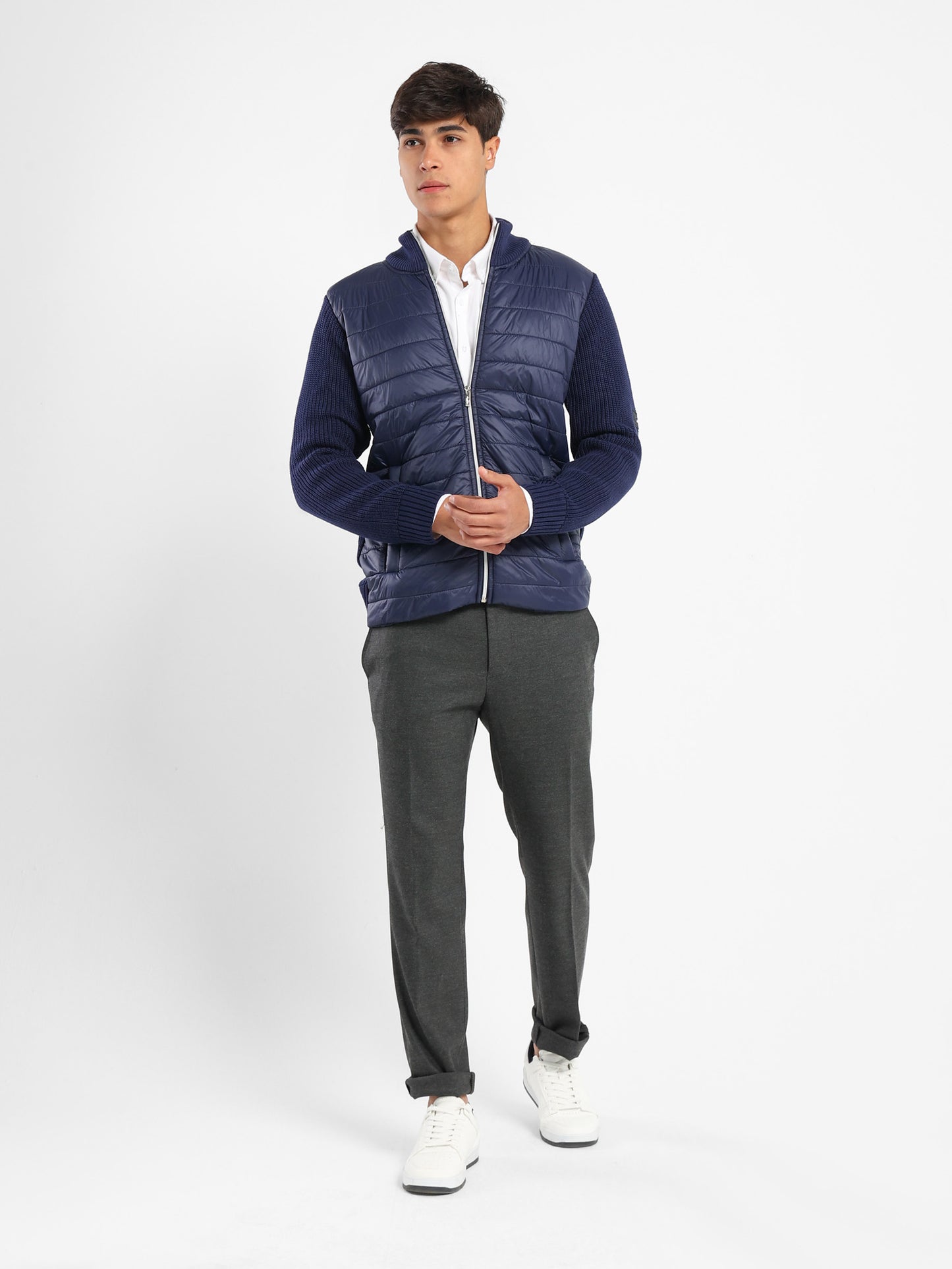Mock Neck Zipper Knit Jacket