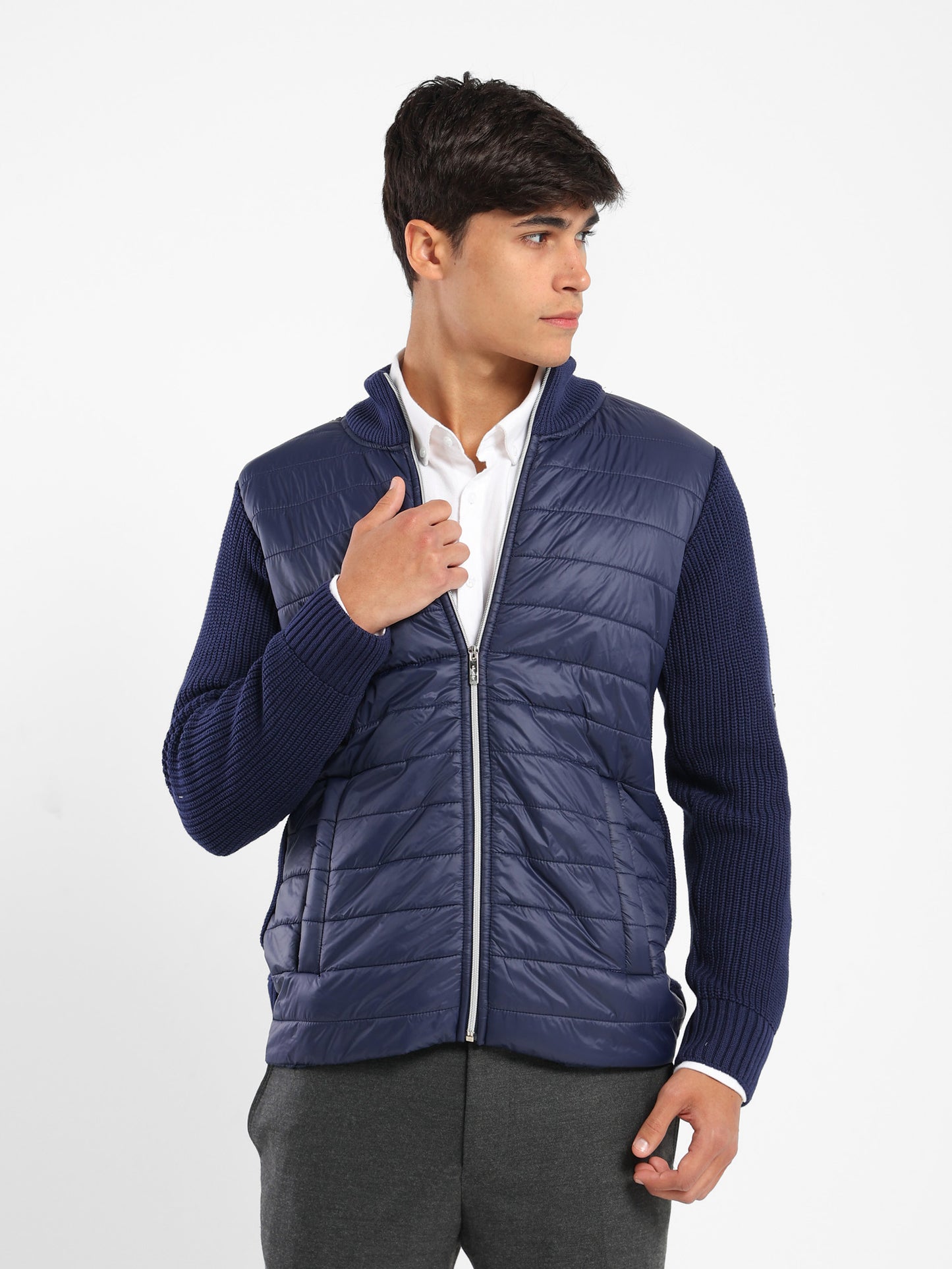 Mock Neck Zipper Knit Jacket