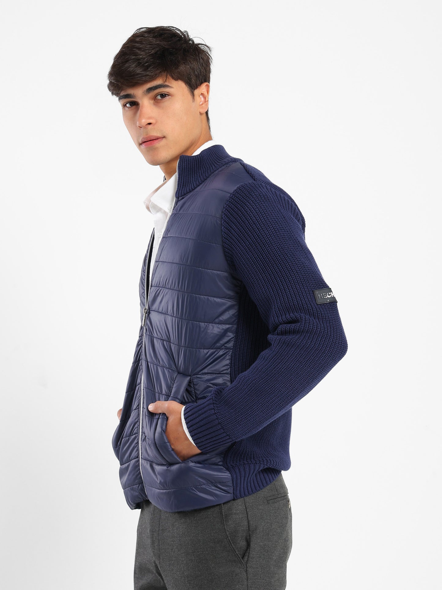 Mock Neck Zipper Knit Jacket