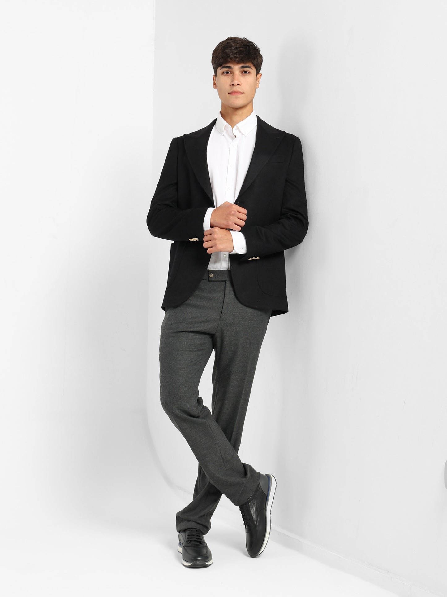 Double-Breasted Blazer with Gold Buttons