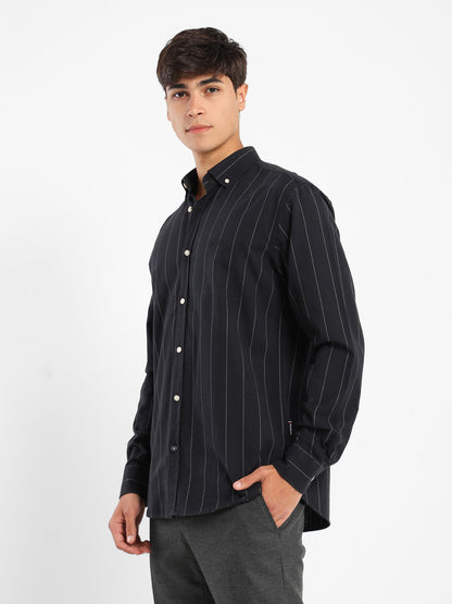 Regular Fit Striped Kent Collar Shirt