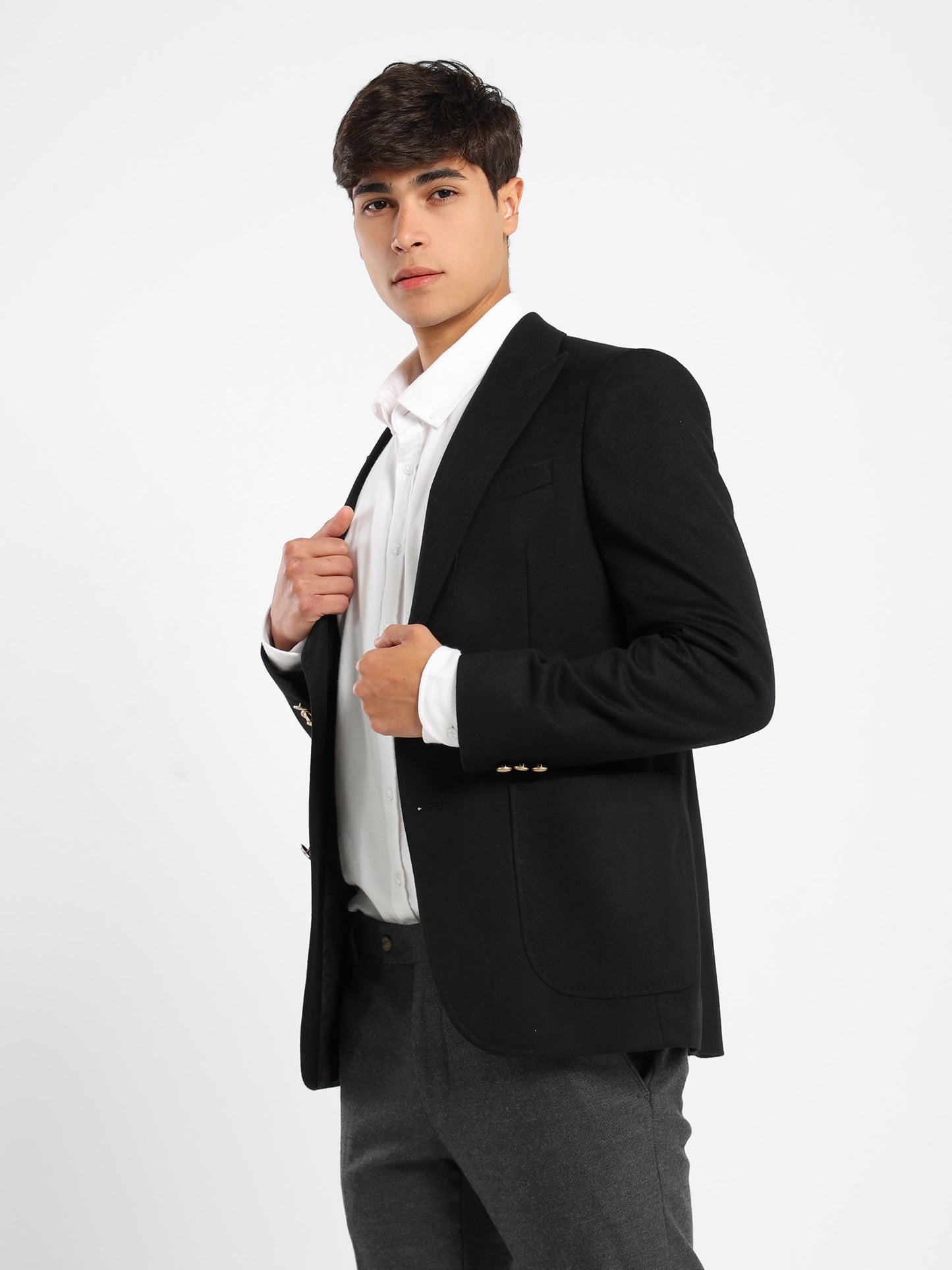 Double-Breasted Blazer with Gold Buttons