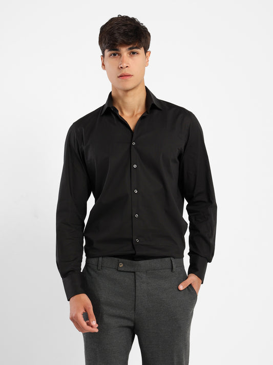 Italian Collar Long-Sleeve Shirt