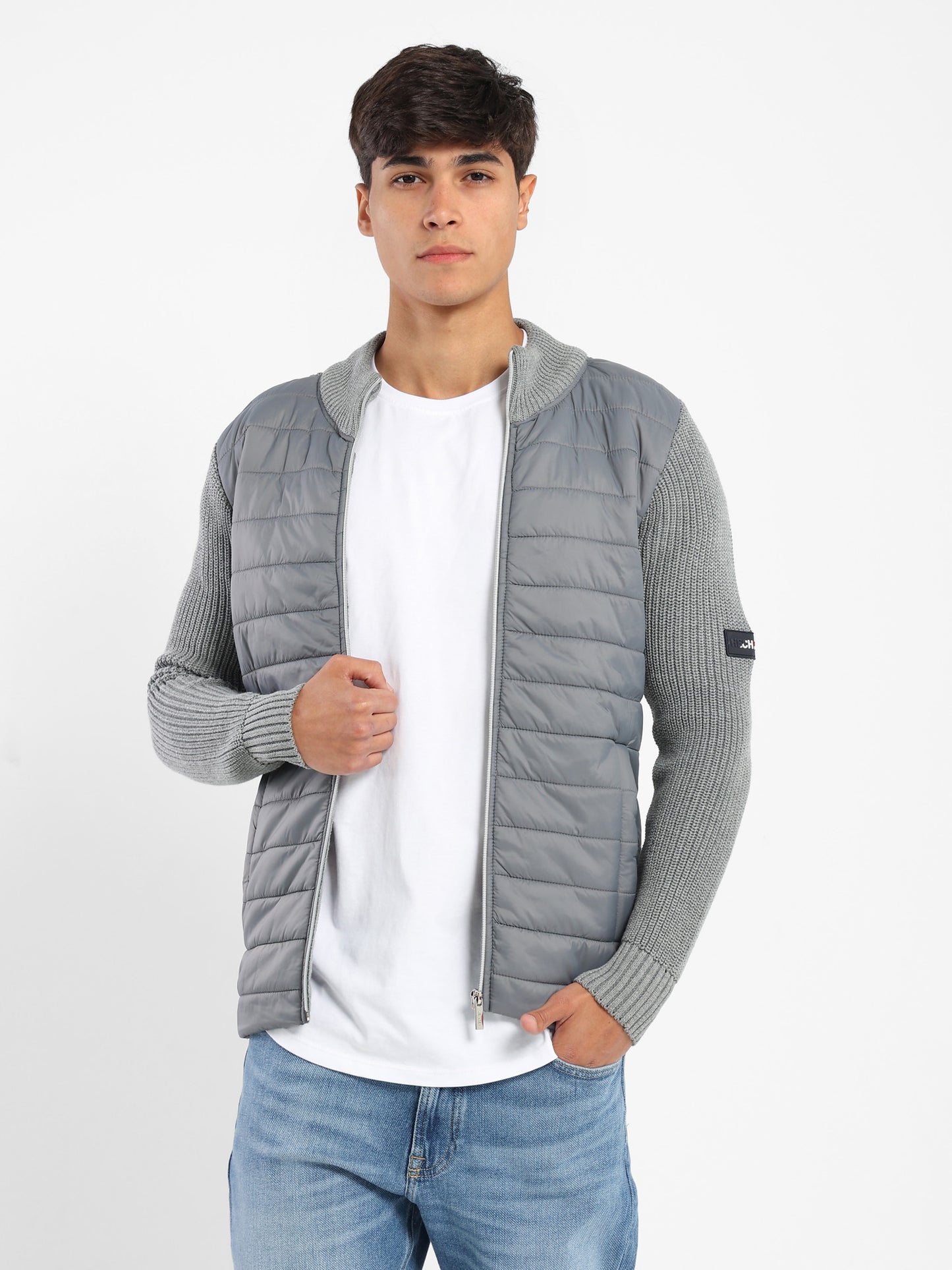Mock Neck Zipper Knit Jacket