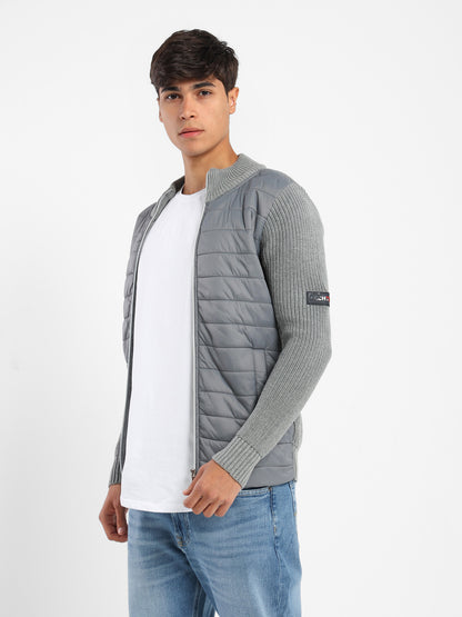 Mock Neck Zipper Knit Jacket
