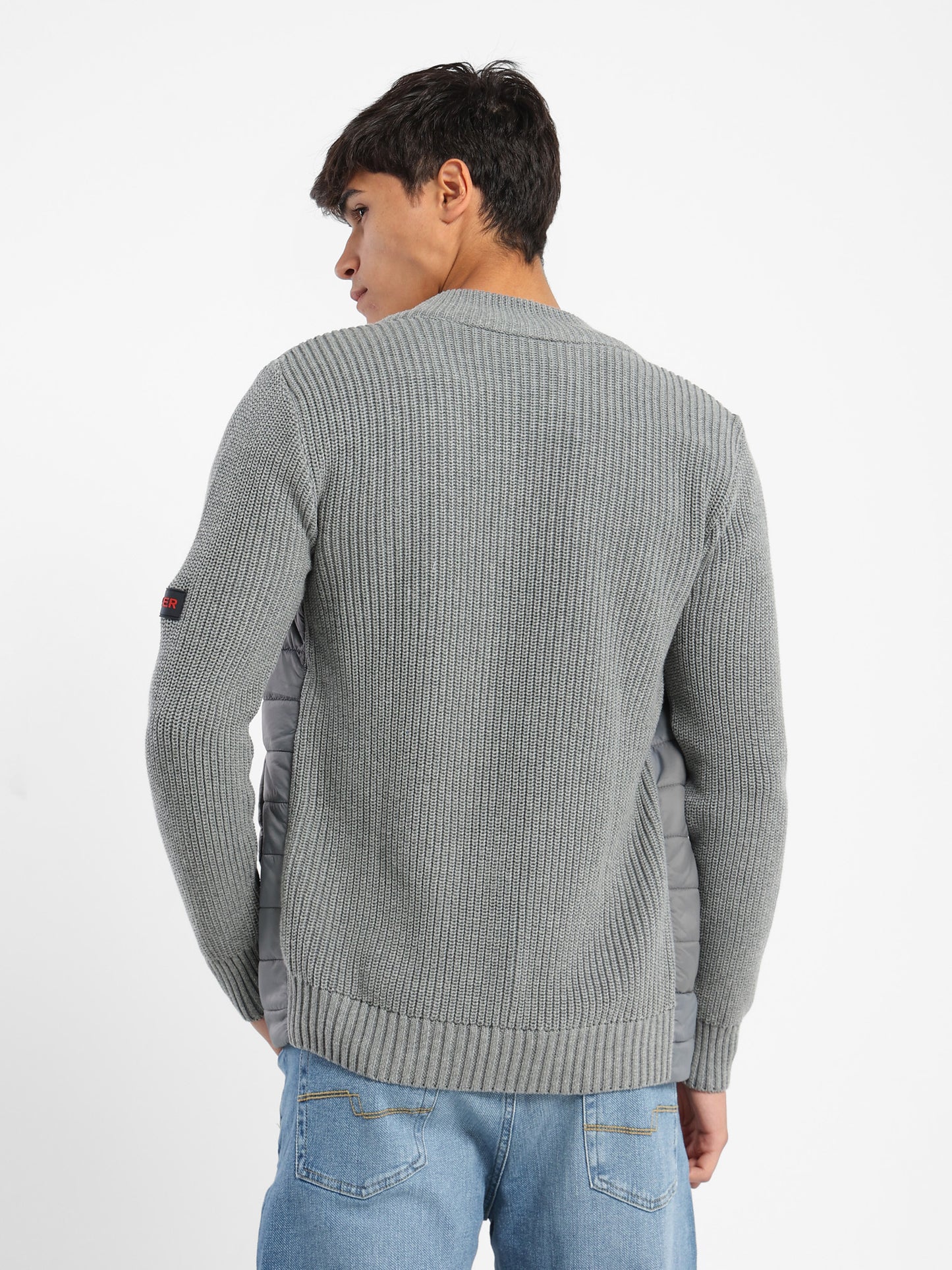 Mock Neck Zipper Knit Jacket