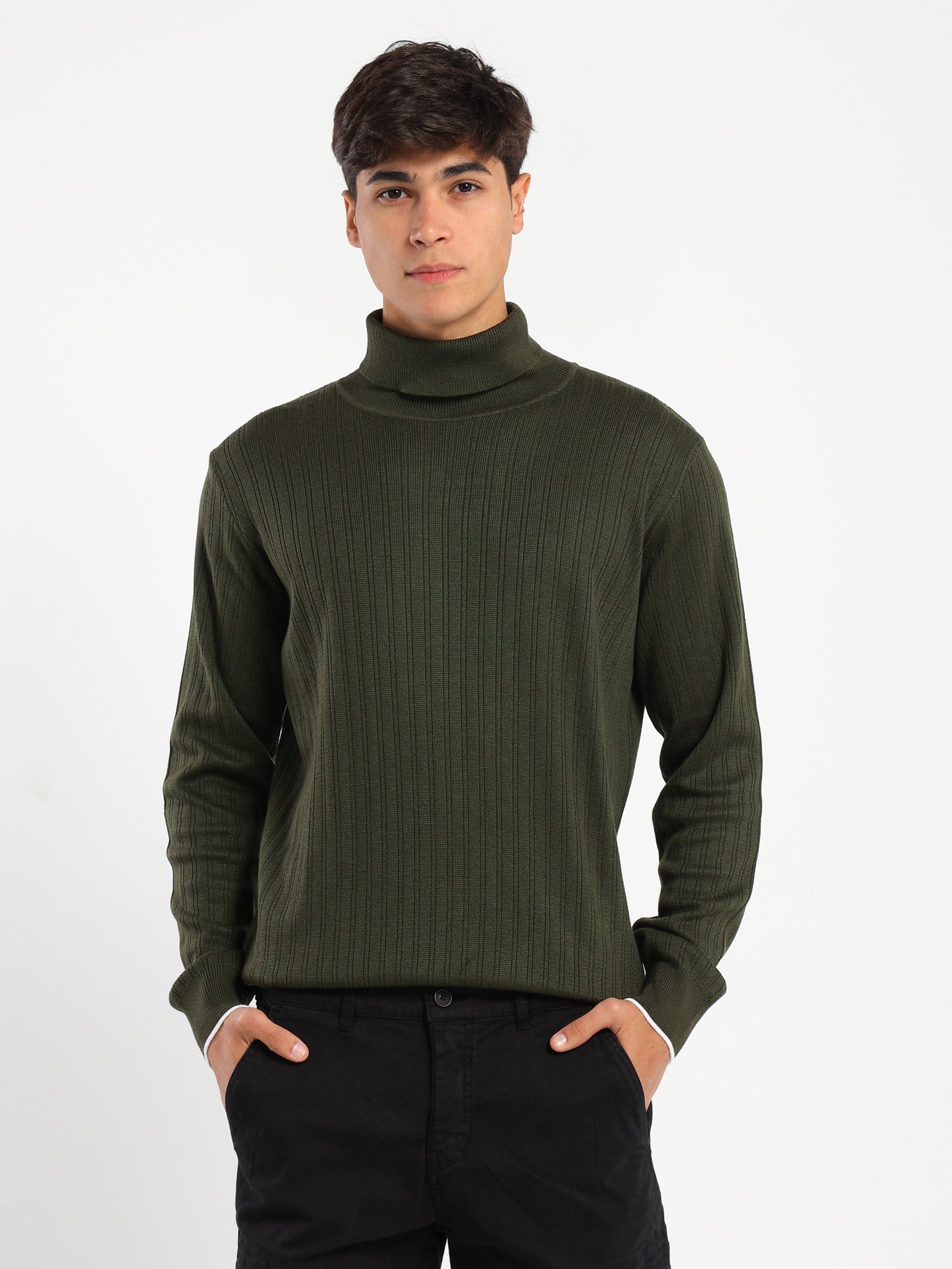 High-Neck Structured Pullover