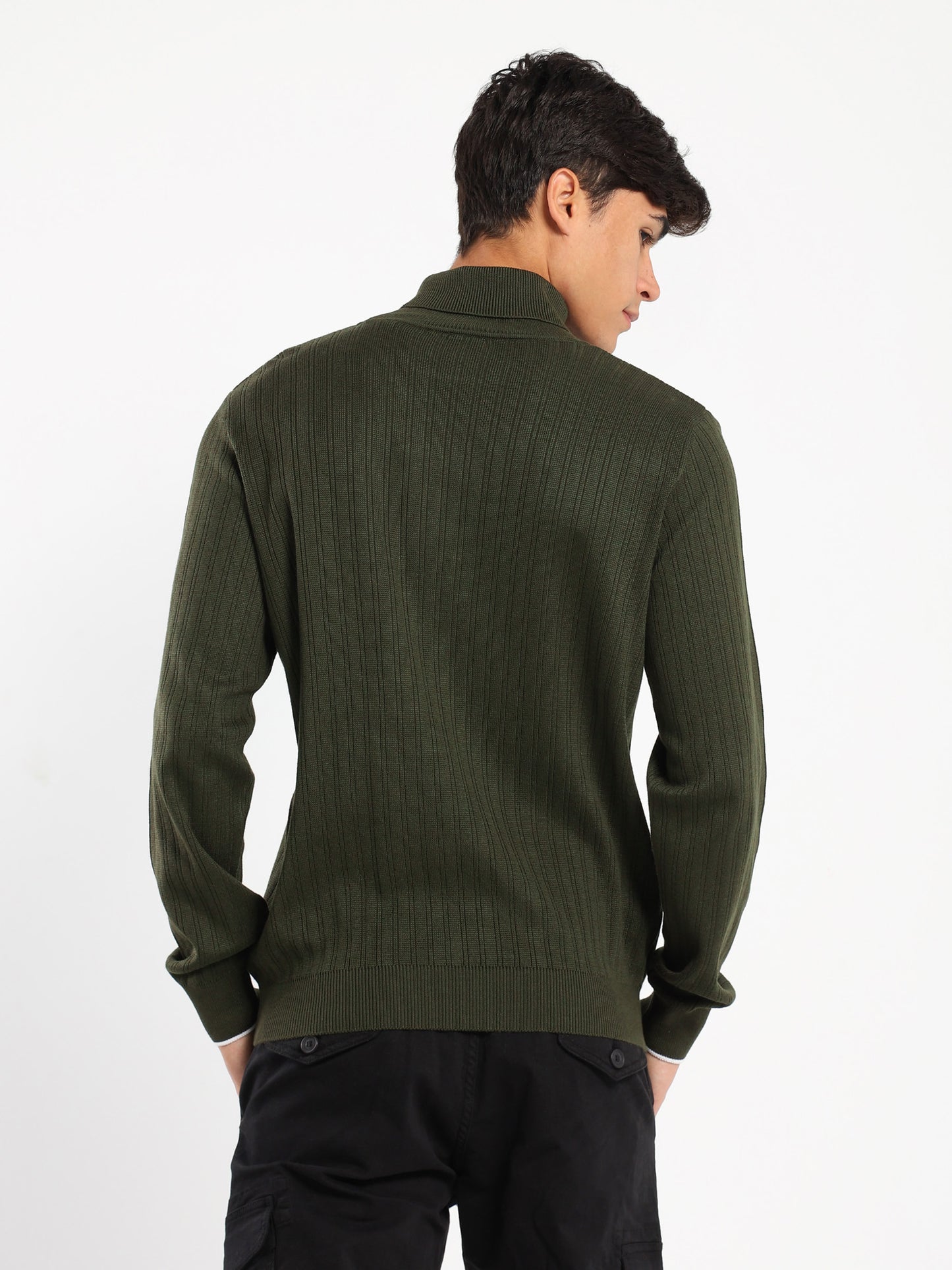 High-Neck Structured Pullover