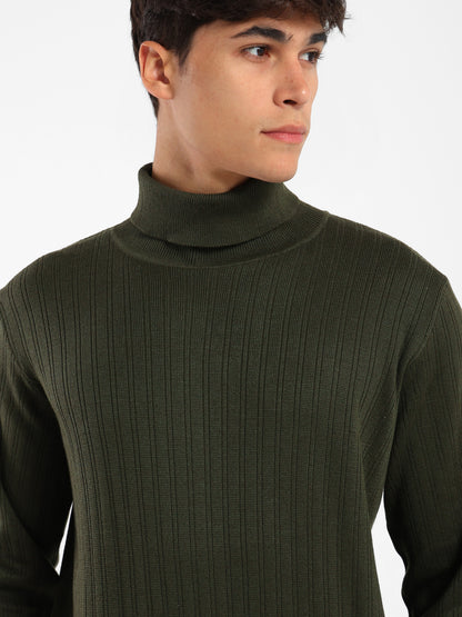 High-Neck Structured Pullover