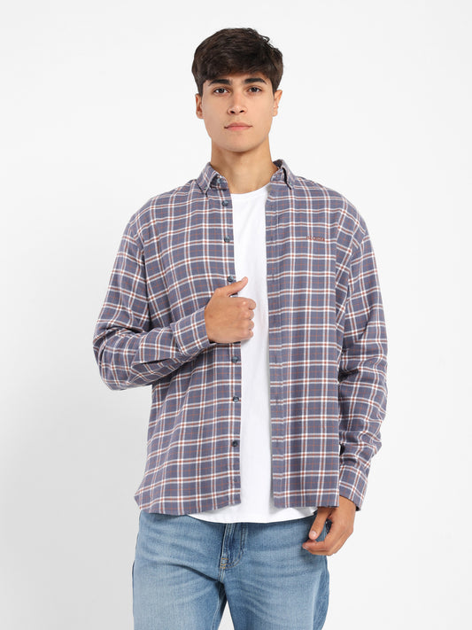 Button-Down Checked Cotton Long-Sleeve Shirt