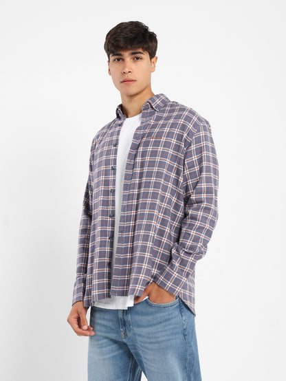 Button-Down Checked Cotton Long-Sleeve Shirt