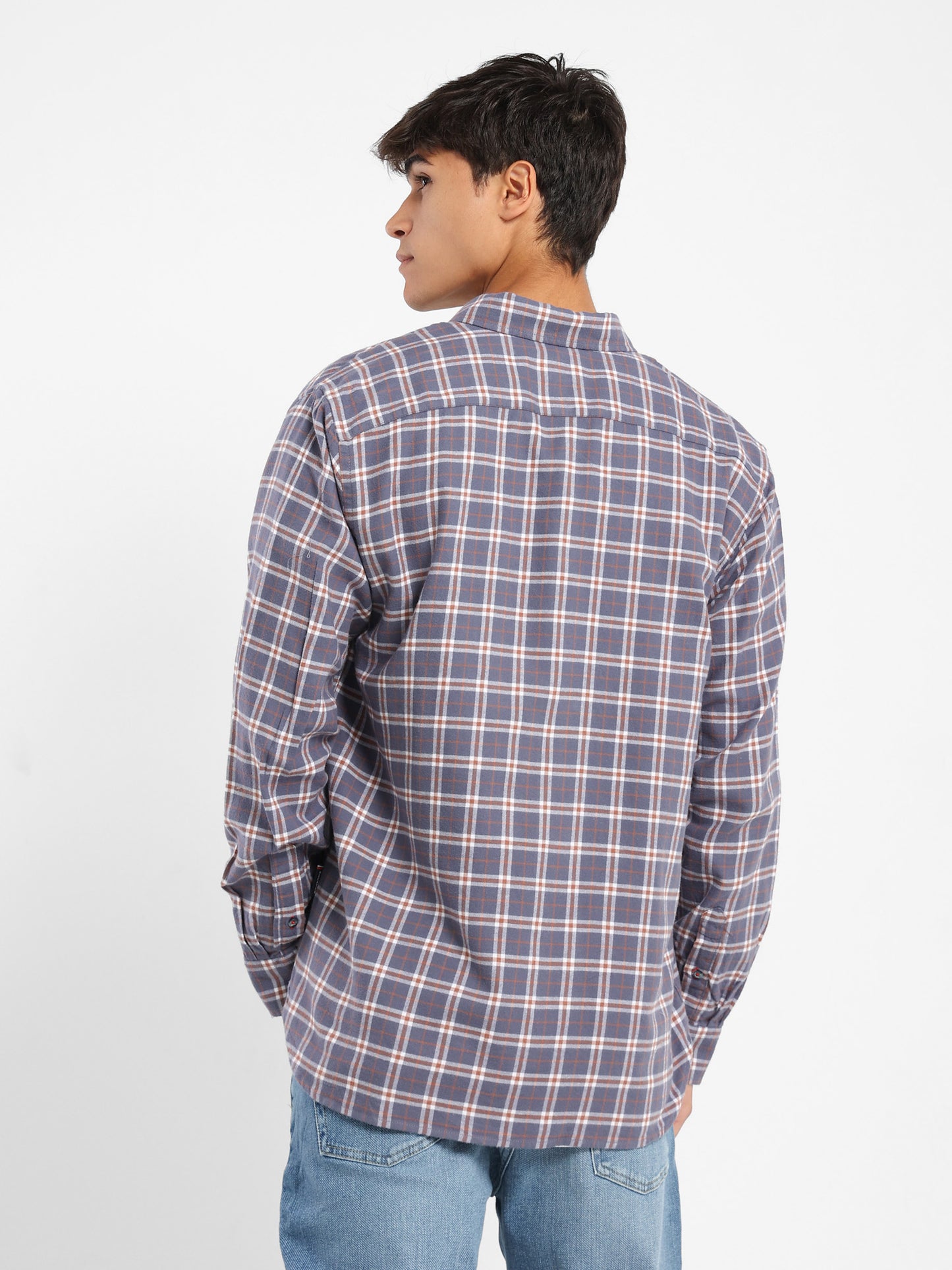 Button-Down Checked Cotton Long-Sleeve Shirt