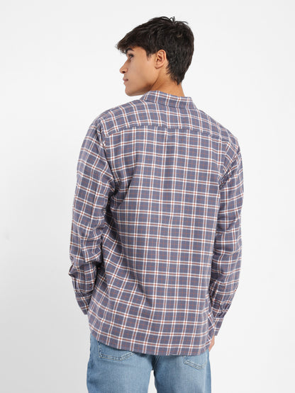 Button-Down Checked Cotton Long-Sleeve Shirt