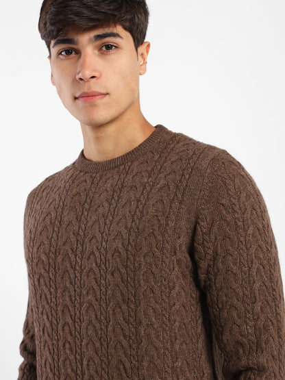 Round-Neck Cable Knit Pullover