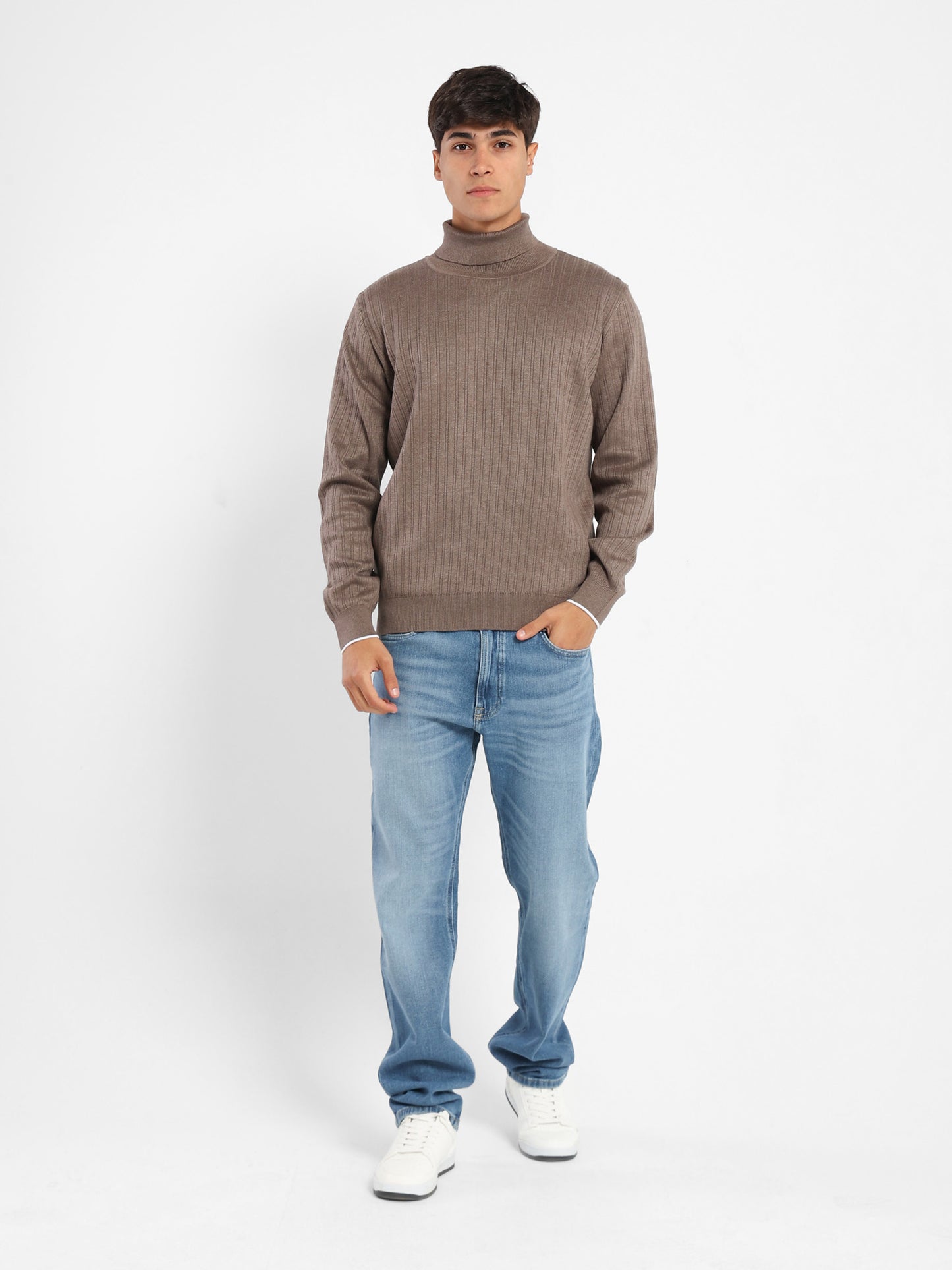 High-Neck Structured Pullover