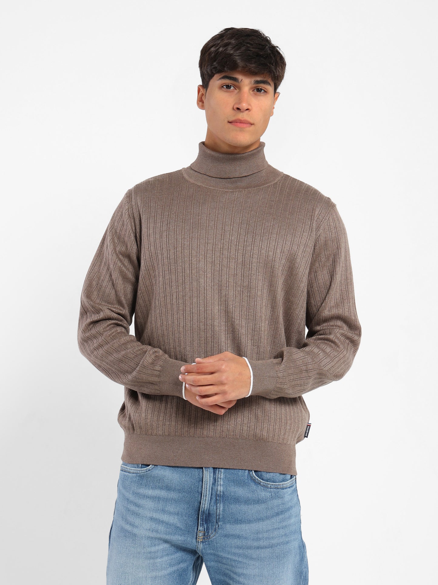 High-Neck Structured Pullover