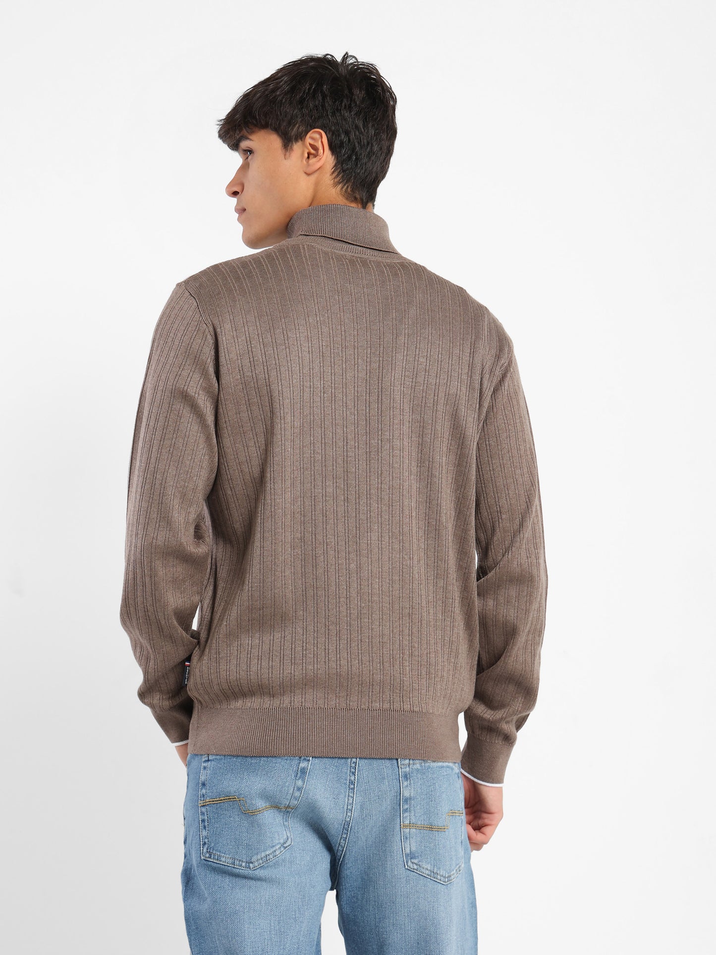 High-Neck Structured Pullover
