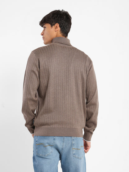 High-Neck Structured Pullover