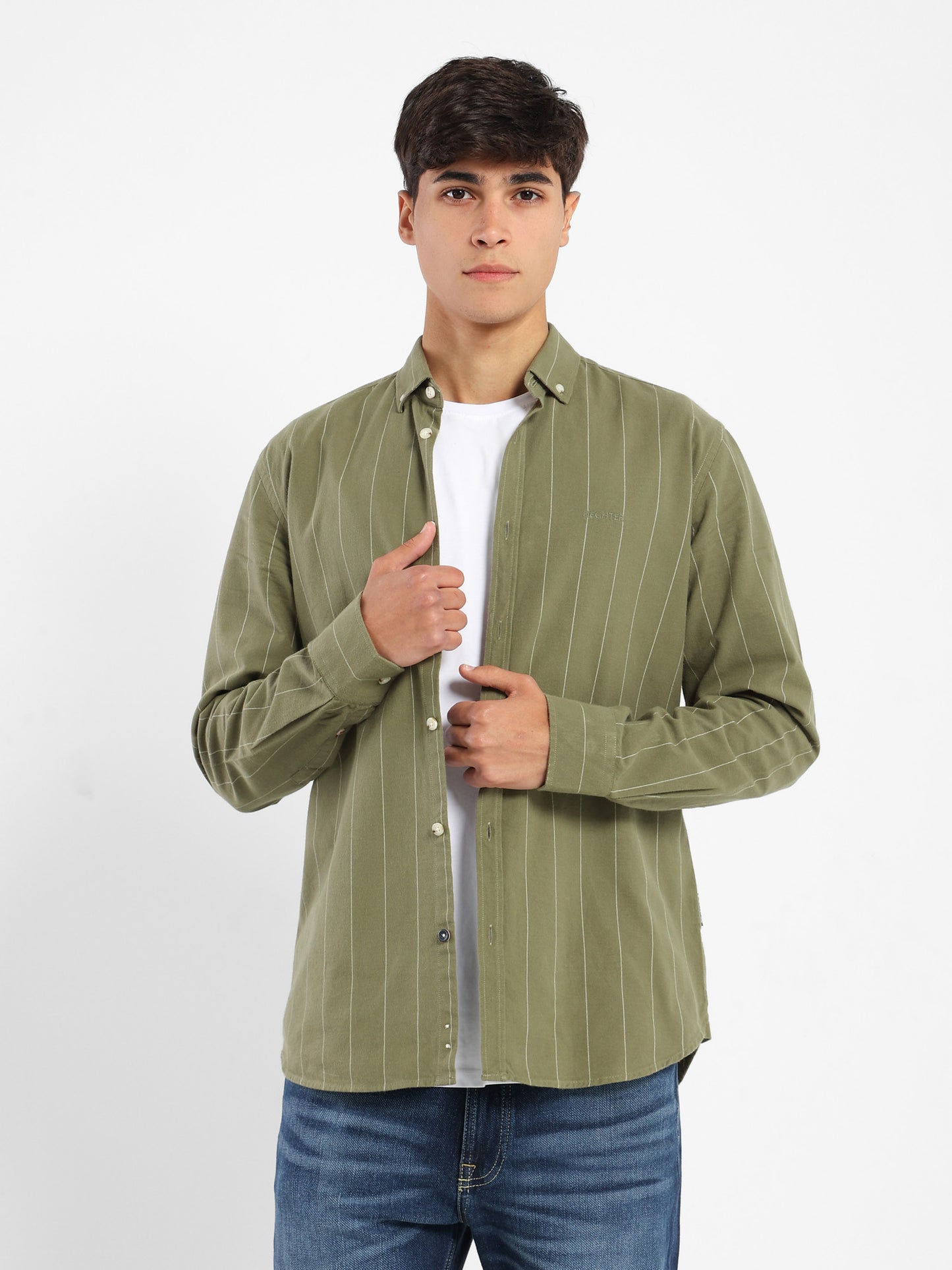 Regular Fit Striped Kent Collar Shirt