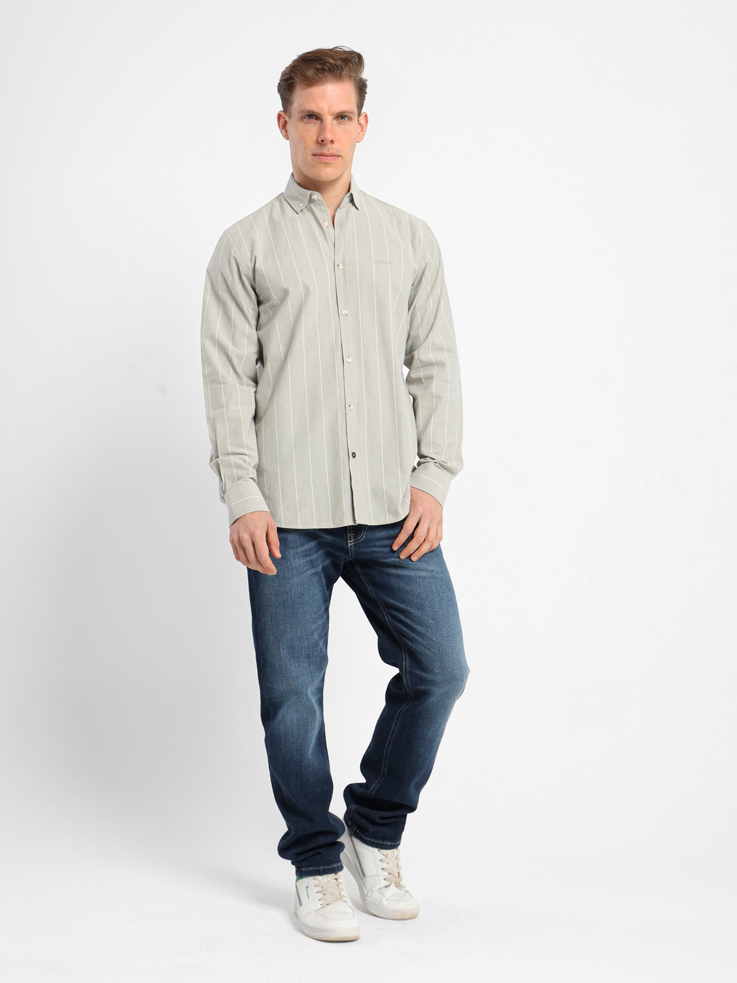 Regular Fit Striped Kent Collar Shirt