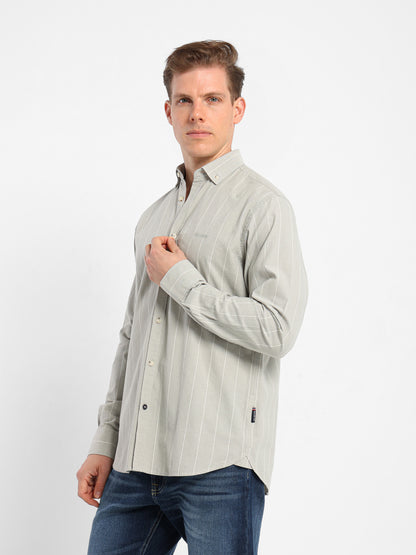 Regular Fit Striped Kent Collar Shirt