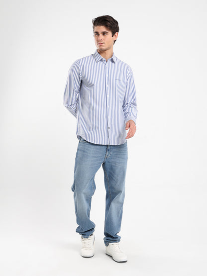 Wide Stripe Kent Collar Shirt